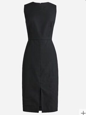 NWT J. Crew High-neck Sheath Midi Dress in Black Stretch Linen Blend Size 2